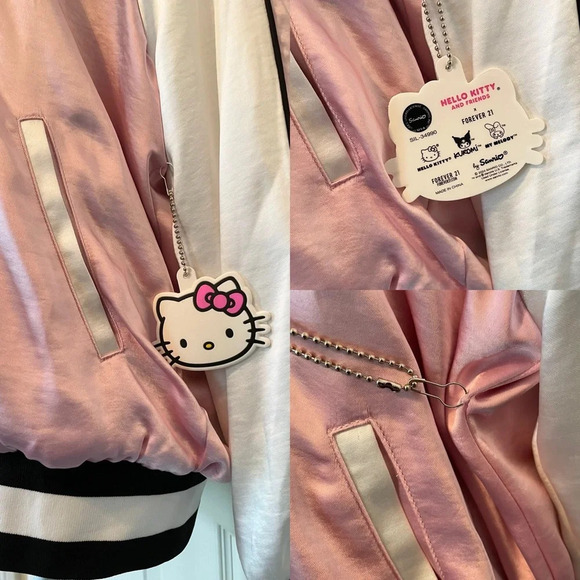 Hello Kitty And Friends x Forever 21 Reversible Pink & Black Small Bomber Jacket - Picture 11 of 16